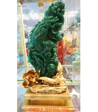 Tượng cá chép hoá rồng bằng đá thạch anh xanh