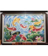 Tranh Đá Quý Cửu Ngư Quần Hội