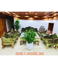 Bộ bàn ghế bằng đá ngọc onyx xanh