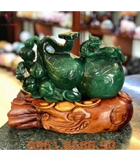 Hồ lô phong thuỷ bằng đá thạch anh xanh