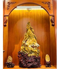 Tiên dược sâm trường thọ bằng đá mã não vàng