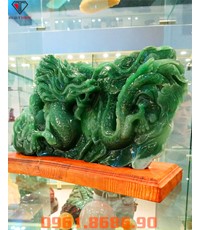 Tượng rồng đá phong thủy bằng thạch anh xanh