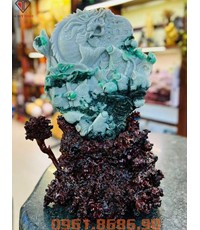 Tượng cá chép vượt vũ môn hoá rồng bằng ngọc Jade