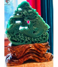 Tượng đá cá chép hóa rồng thạch anh xanh