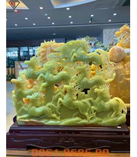 Tượng ngựa phong thuỷ bằng ngọc onyx xanh