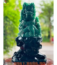 Tượng rồng đá phong thủy bằng thạch anh xanh