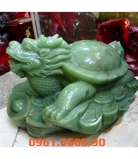 Tượng long quy rùa đầu rồng bằng thạch anh xanh